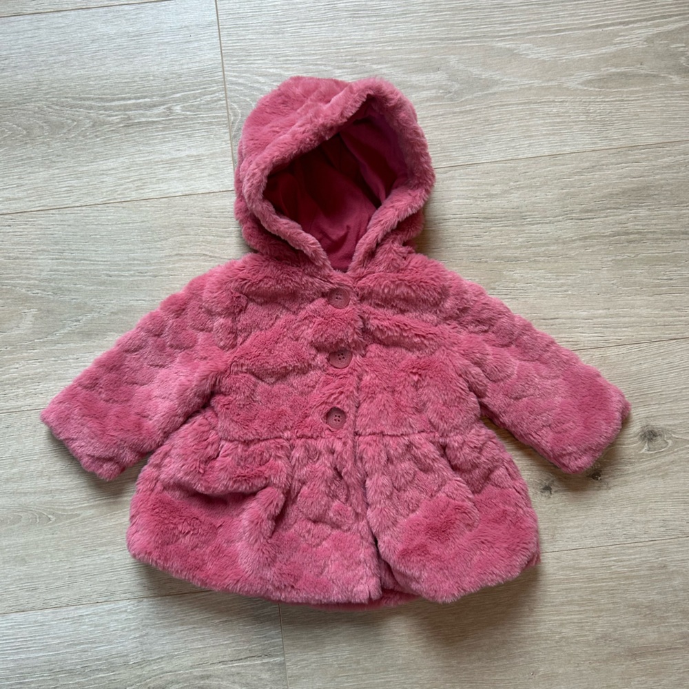 First Impressions Pink Faux Fur Baby Jacket